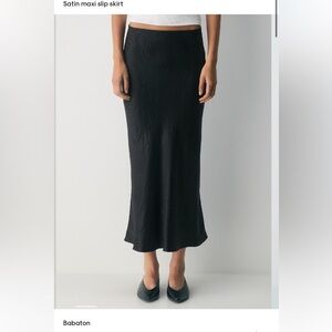 Aritzia Black Satin Maxi Skirt